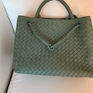 Quince Olive Woven Tote Bag